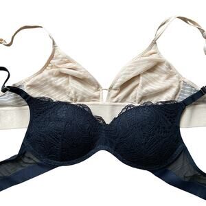 LIVELY Bralette Women Sz M / 34B Beige Black | Bundle 2
